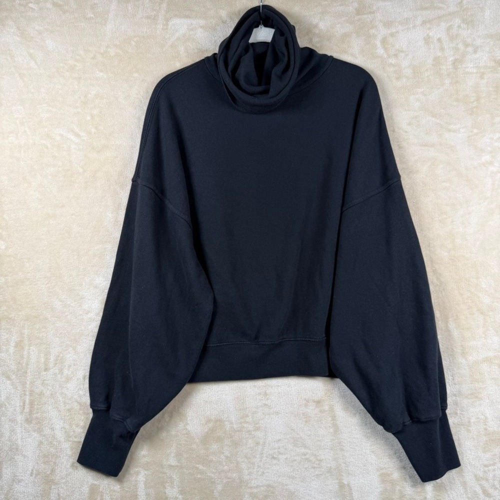 AGOLDE Black Cotton Turtleneck Balloon Sleeve Sweatshirt A7040 Size M USA Made